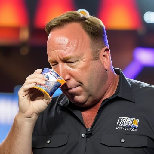 Cartoon Alex Jones Puking at Taco Bell