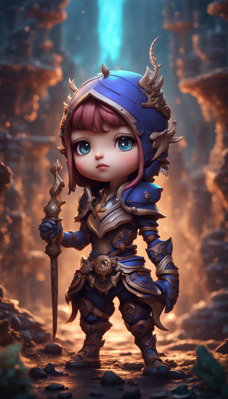 Detailed Chibi Character in a Fantasy Art Style