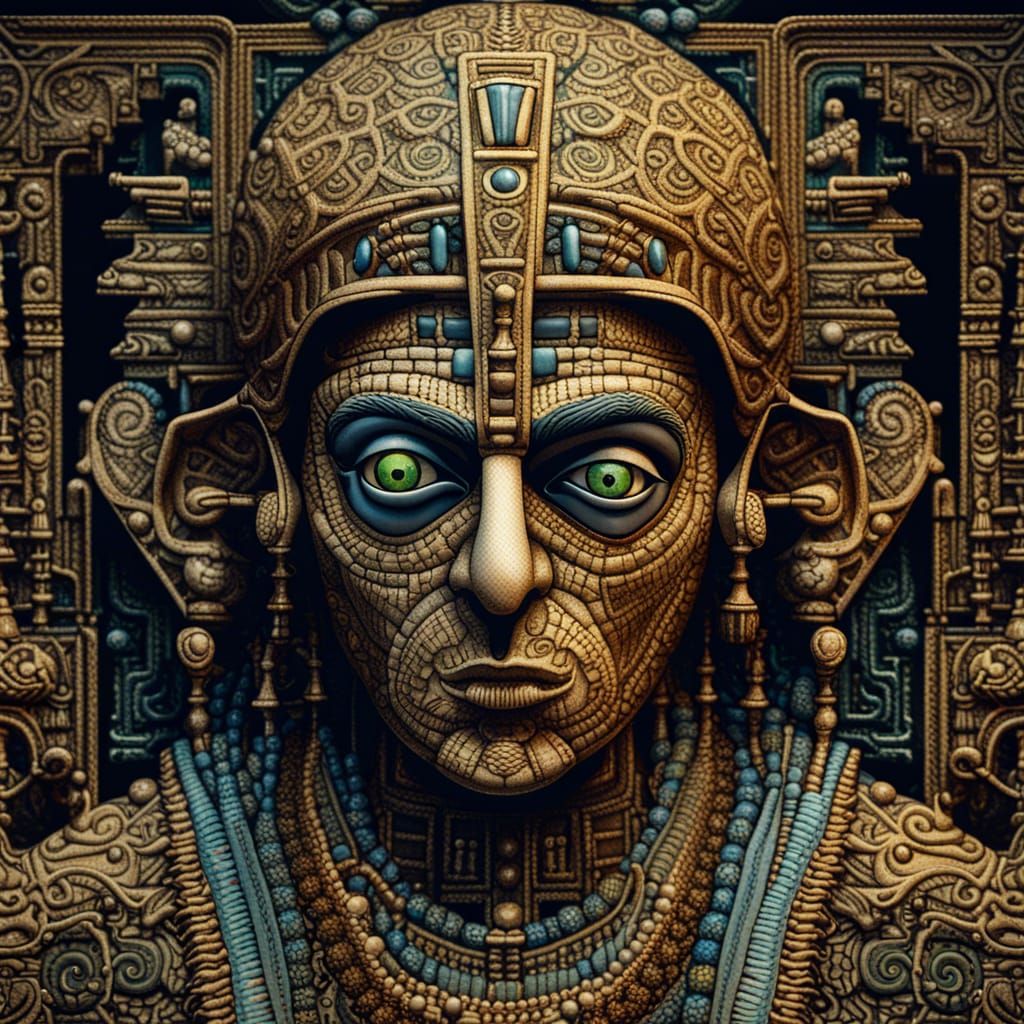 Demonic Mr. Bean Cleopatra: Surreal Horror Artwork