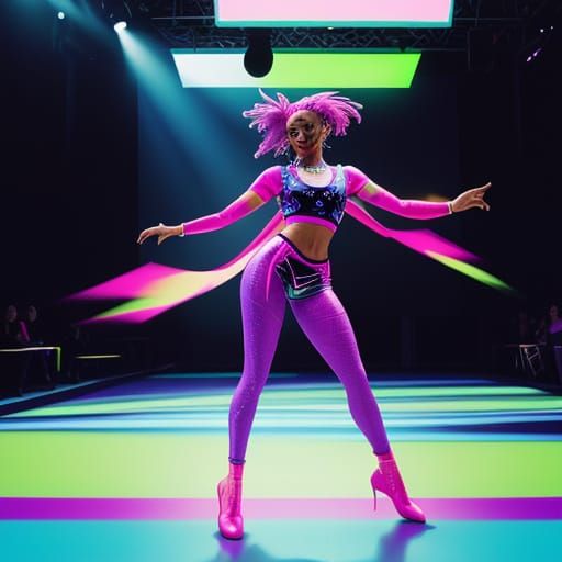 Energetic 90s Dancer in Vibrant Studio