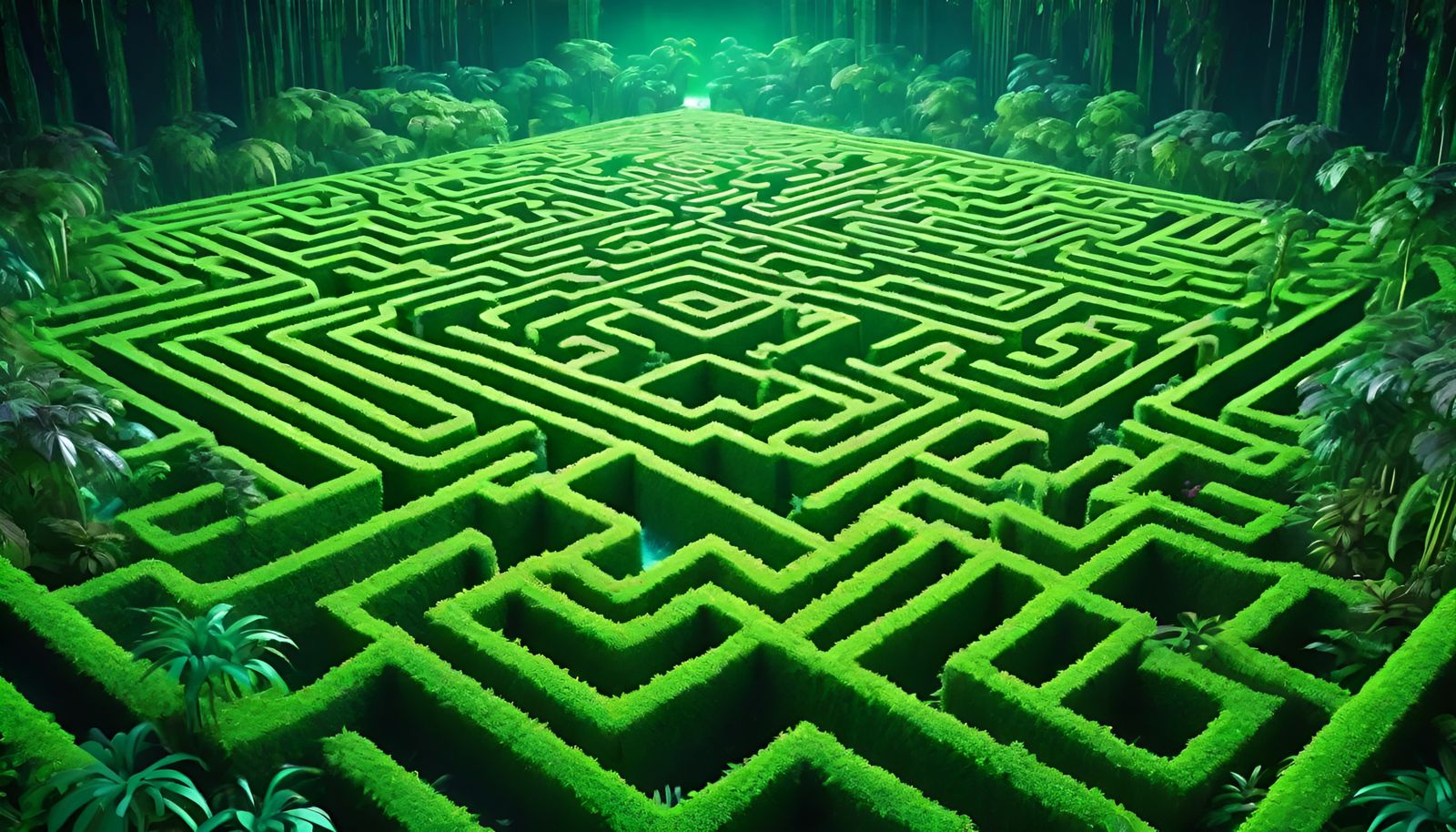Psychedelic Jungle Maze in Multicolored 3D