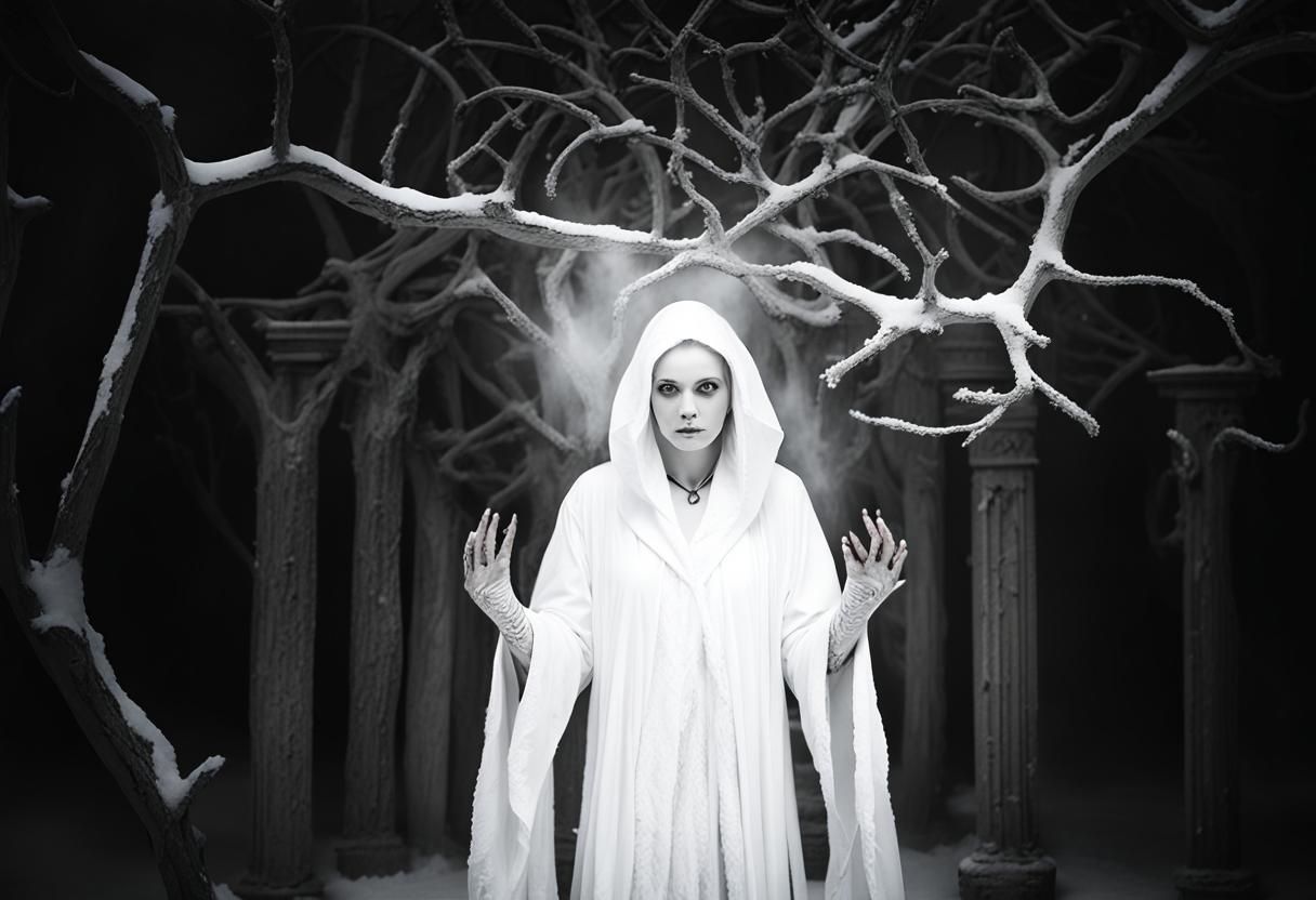 Gothic Druid Temple Scene with Goth Model