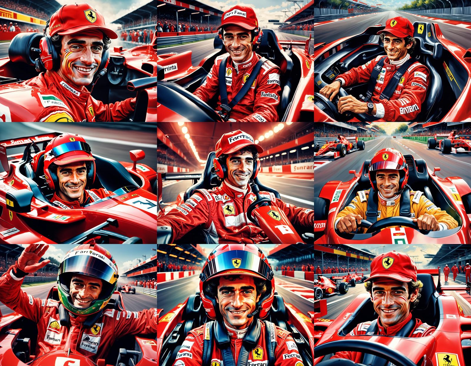 Ayrton Senna in Ferrari F1 Car, Digital Art