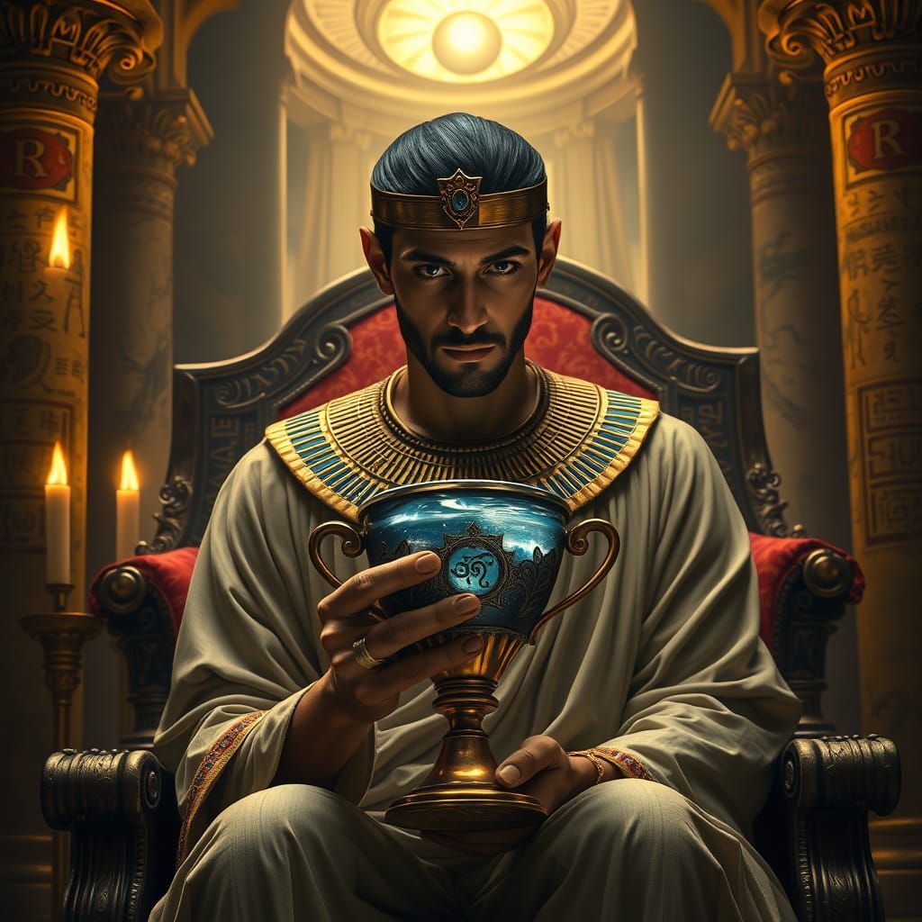 Egyptian Noble in Contemplation, Renaissance-Style Oil Paint...