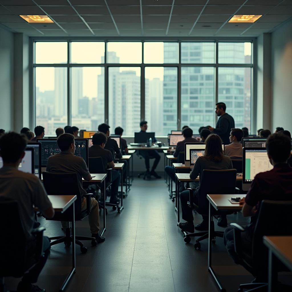 Graphics Design Students in a Modern Classroom