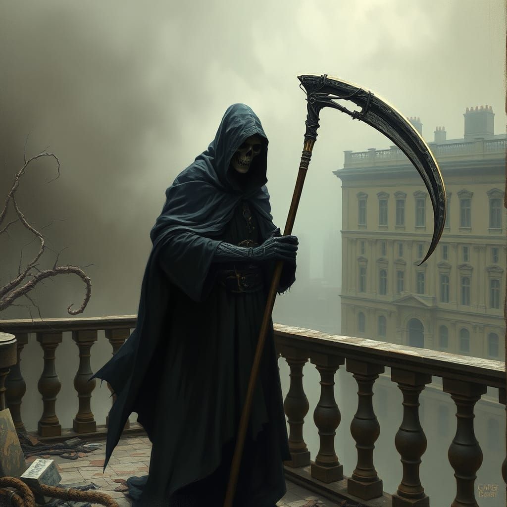 Terrifying Grim Reaper Overseeing Souls, Horror Art
