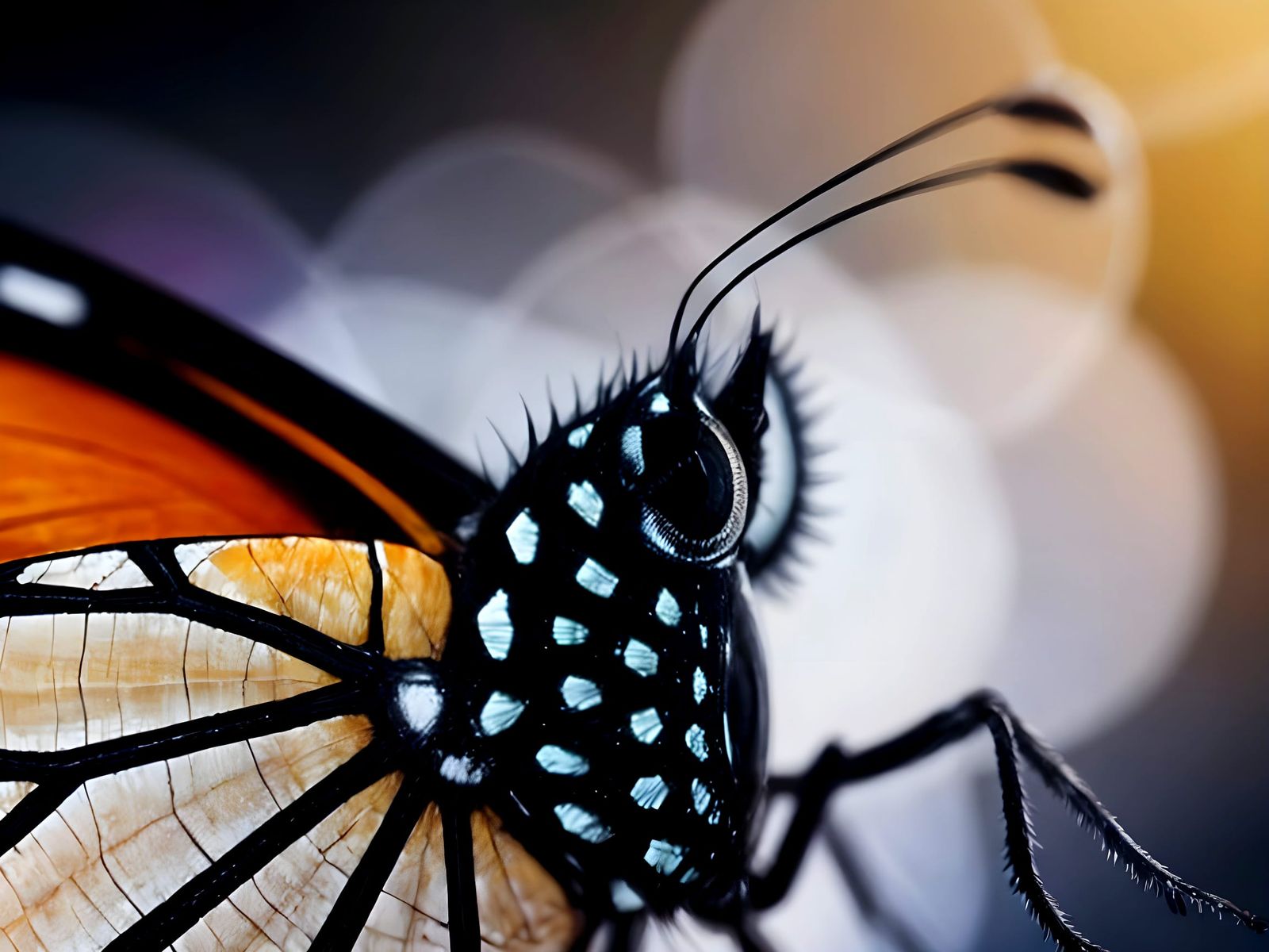 Detailed Macro Photograph of a Monarch Butterfly Eye