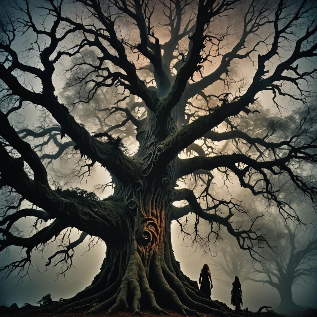 Dreamscape in Ancient Tree, Luis Royo Style