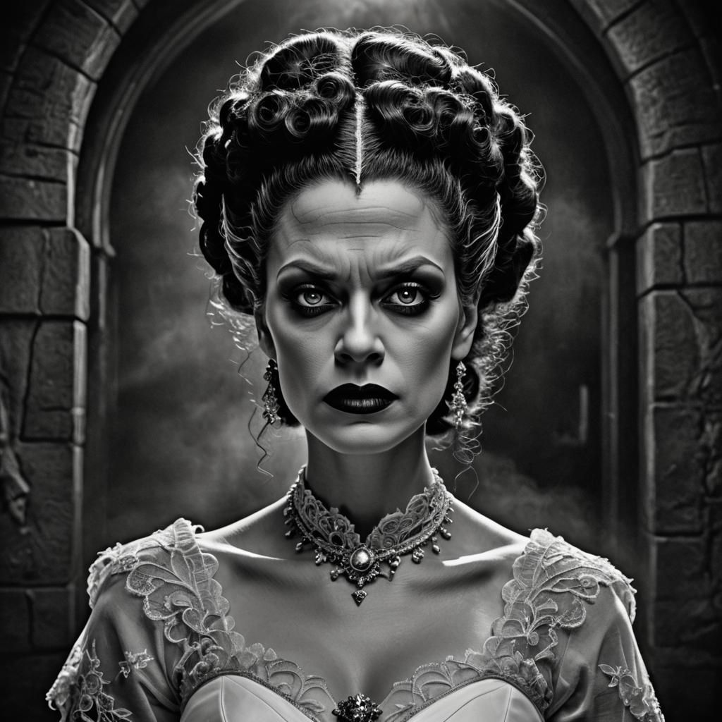 Hyperrealistic Bride of Frankenstein Portrait