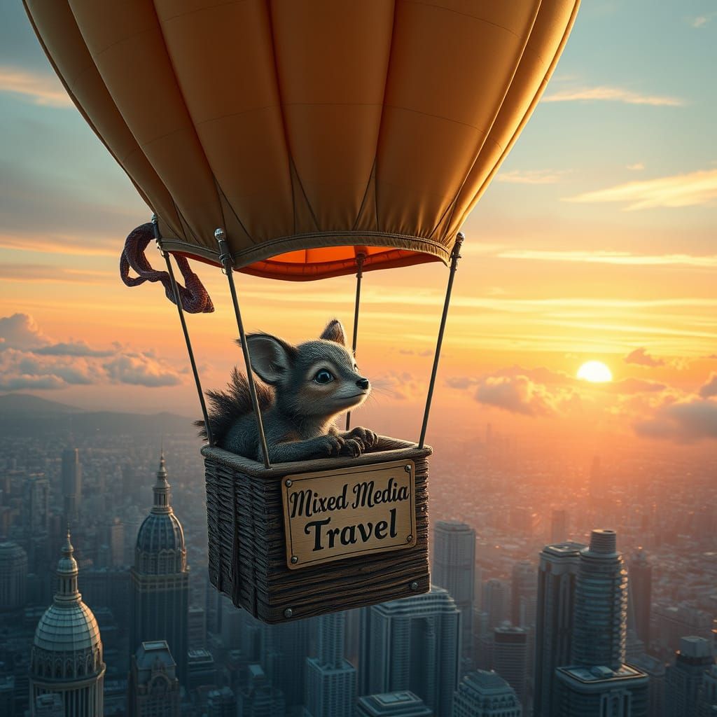 Cute Woodland Creature's Aerial City Adventure