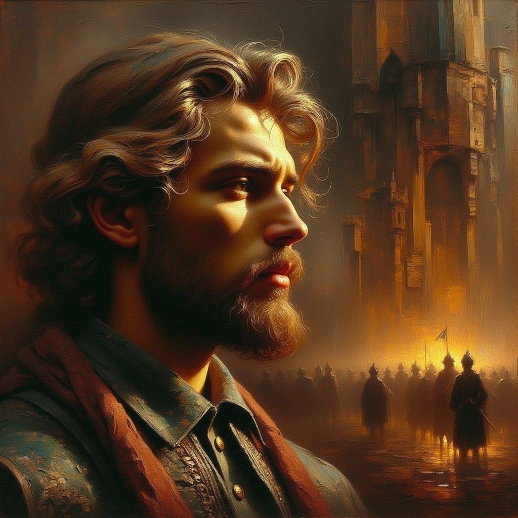 Solitary Man in Dimly Lit Atmospheric Scene