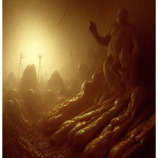 Horrific Vegetable People Feast in Doré Style