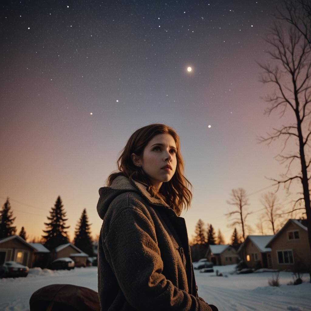 Anna Kendrick Gazes at Comet from Cozy Home