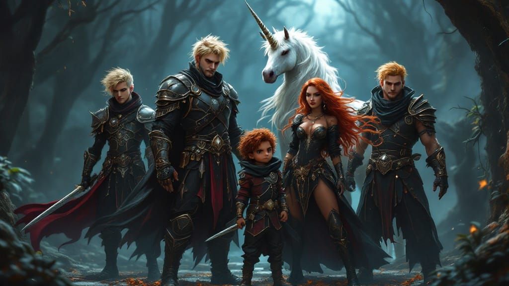 Fantasy Goth Adventurers in a Mystical Wonderland