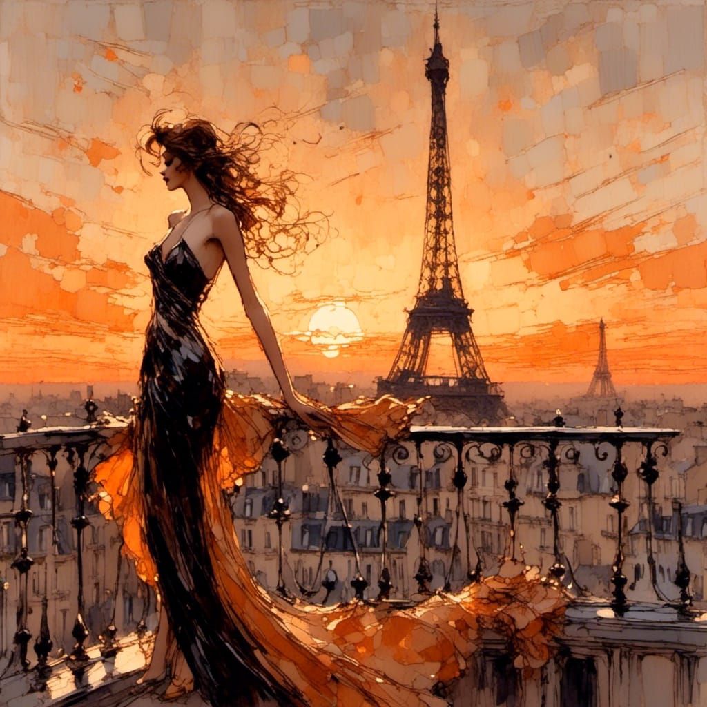 Parisian Woman in Nightgown, Fashion Illustration