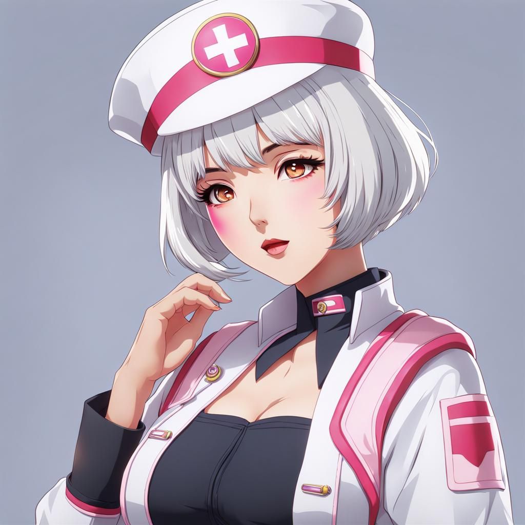 Anime Nurse with Heterochromatic Eyes in Digital Art
