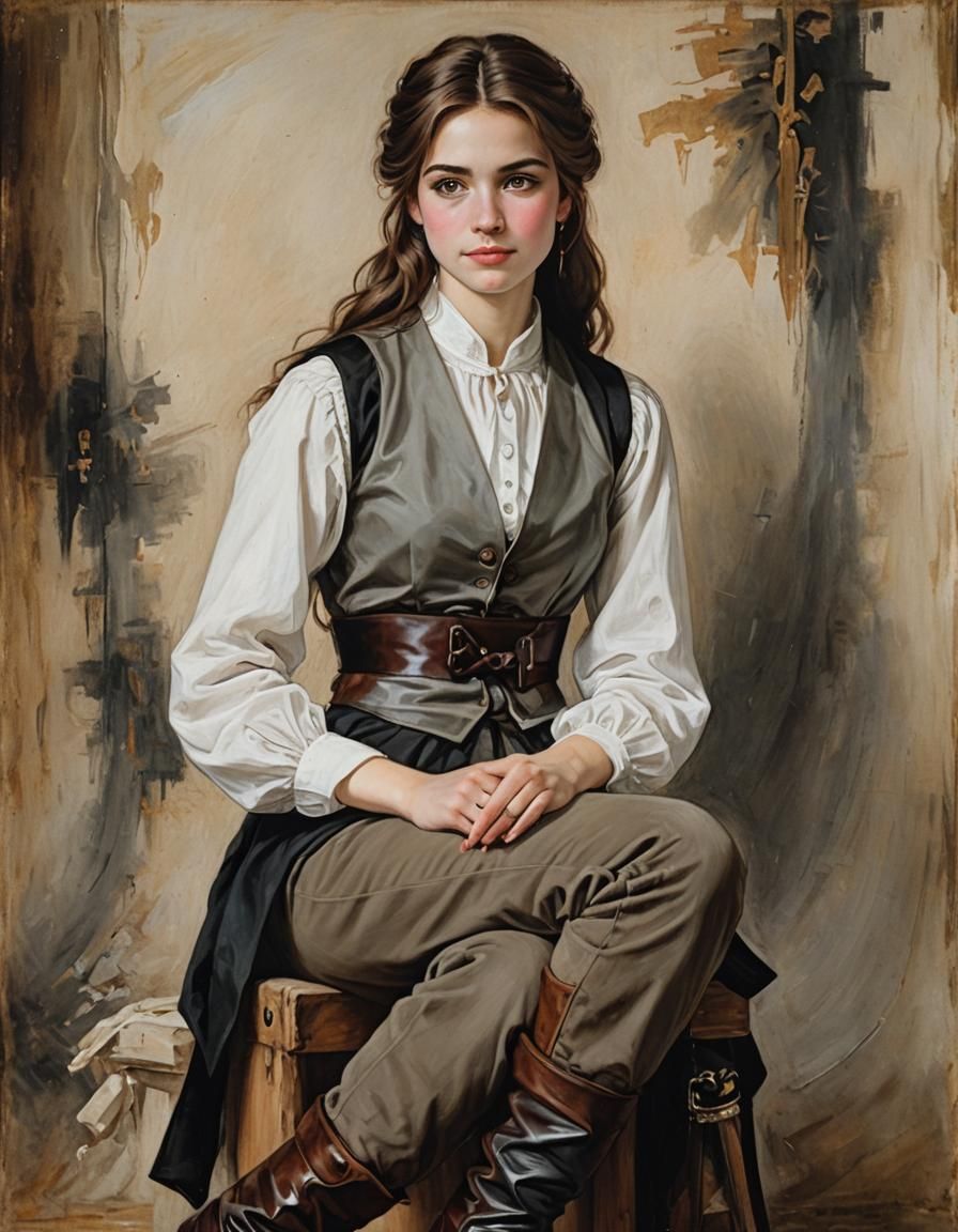 Renaissance Woman Holding a Bow Oil Painting