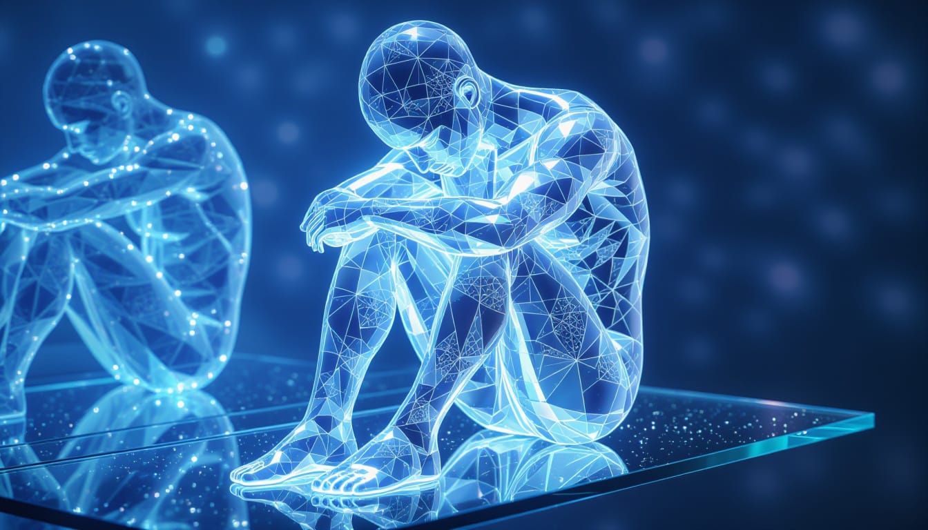 Crystal Figure with Fractal Patterns in Ethereal Glow