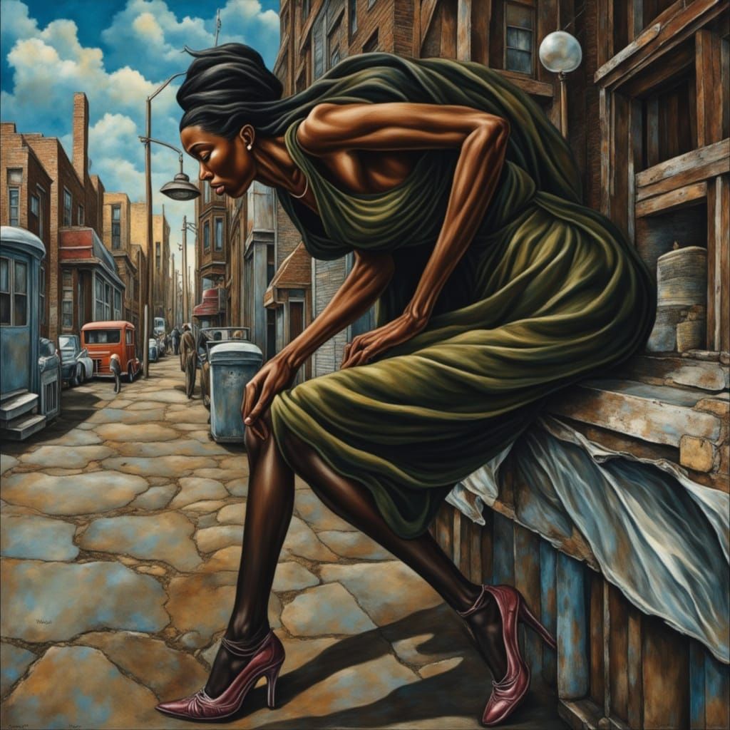 Black Woman Emerges from Abstract Form