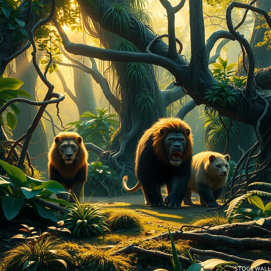 Hybrid Creature in a Lush Jungle