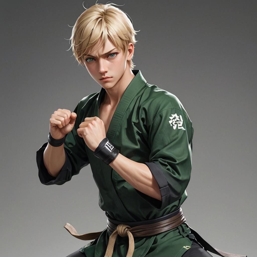 Anime Art: Dark-Skinned Martial Artist in 3D