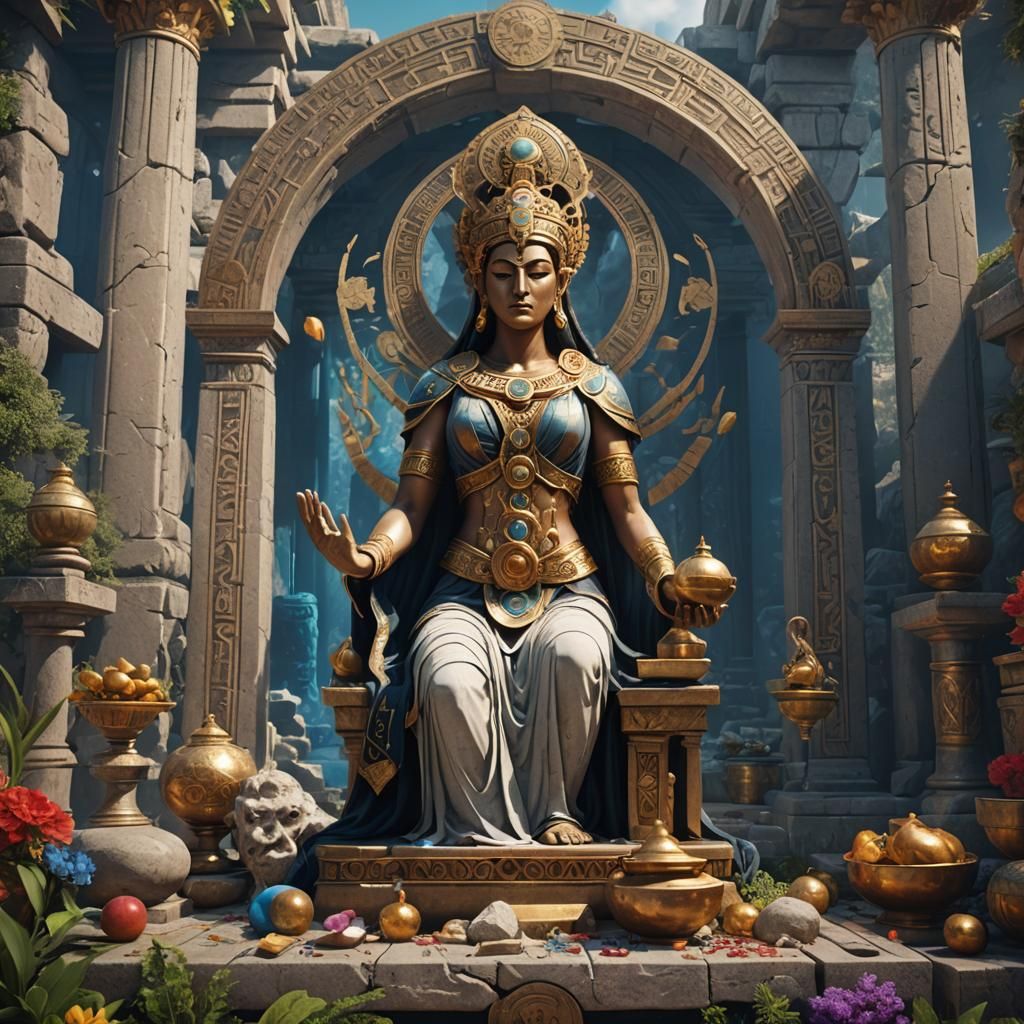 Greek Shrine to a Female Deity: Fantasy Concept Art