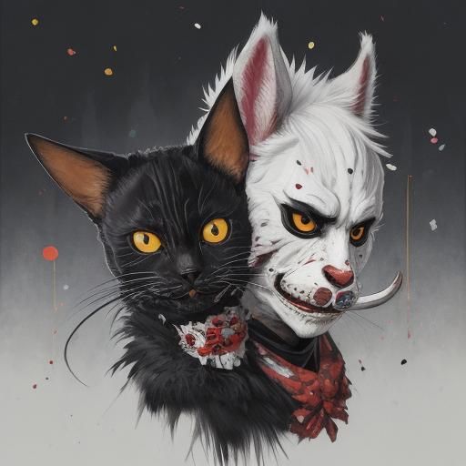 Villainous Feline with a Sweet Tooth in Surrealist Style