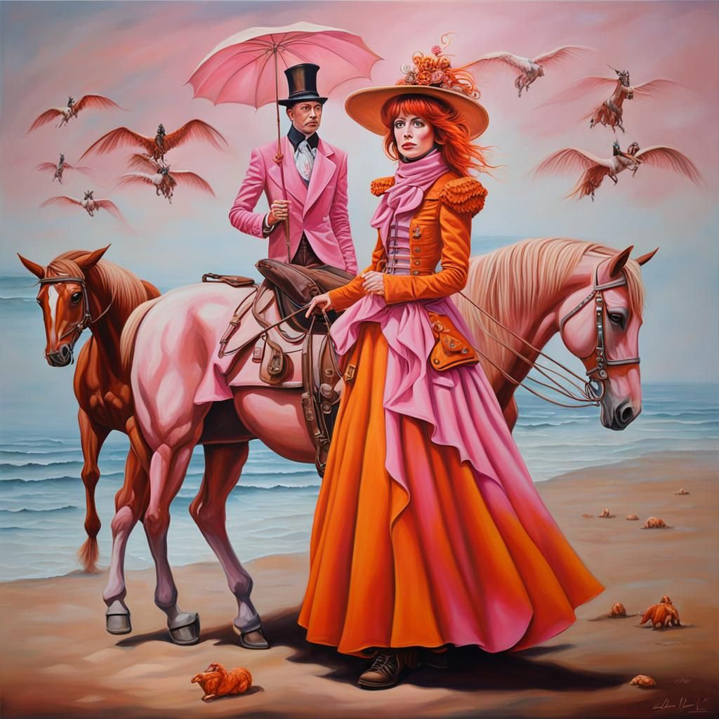 Steampunk Fairy Portrait on California Beach in Surreal Styl...