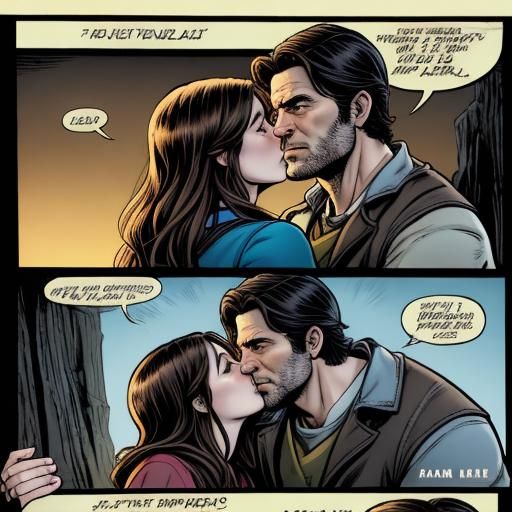 Bigby Wolf and Keira Swan Kiss: Fables Comic Art