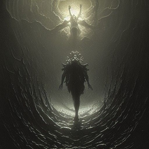 Abyssal Brain Symbol in Gothic Horror Style