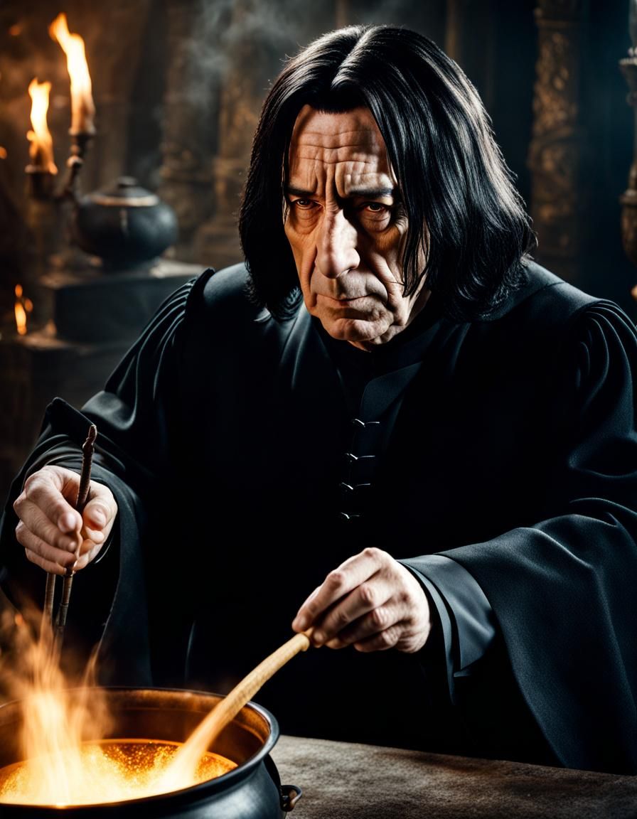 Hyperrealistic Snape Casting a Spell