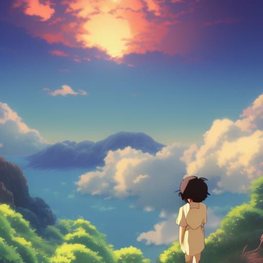 Anime Key Visual in Studio Ghibli Style