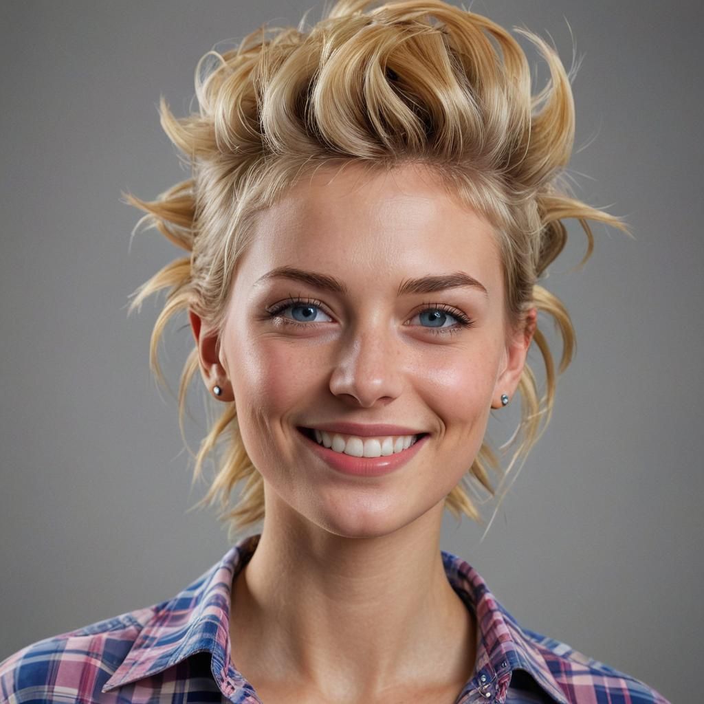 Smiling Woman Portrait in Vibrant Splash Art Style