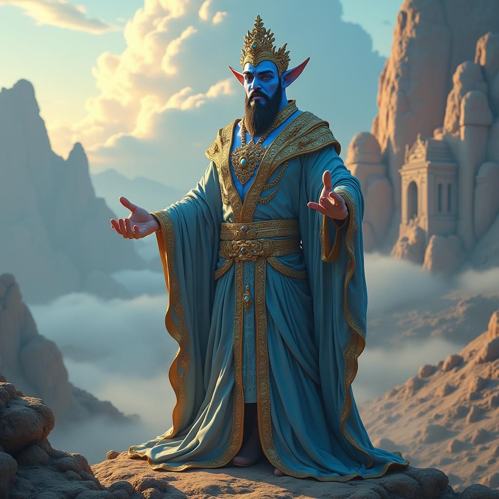Ornate Genie in Dreamy Landscape: Zbrush Concept Art
