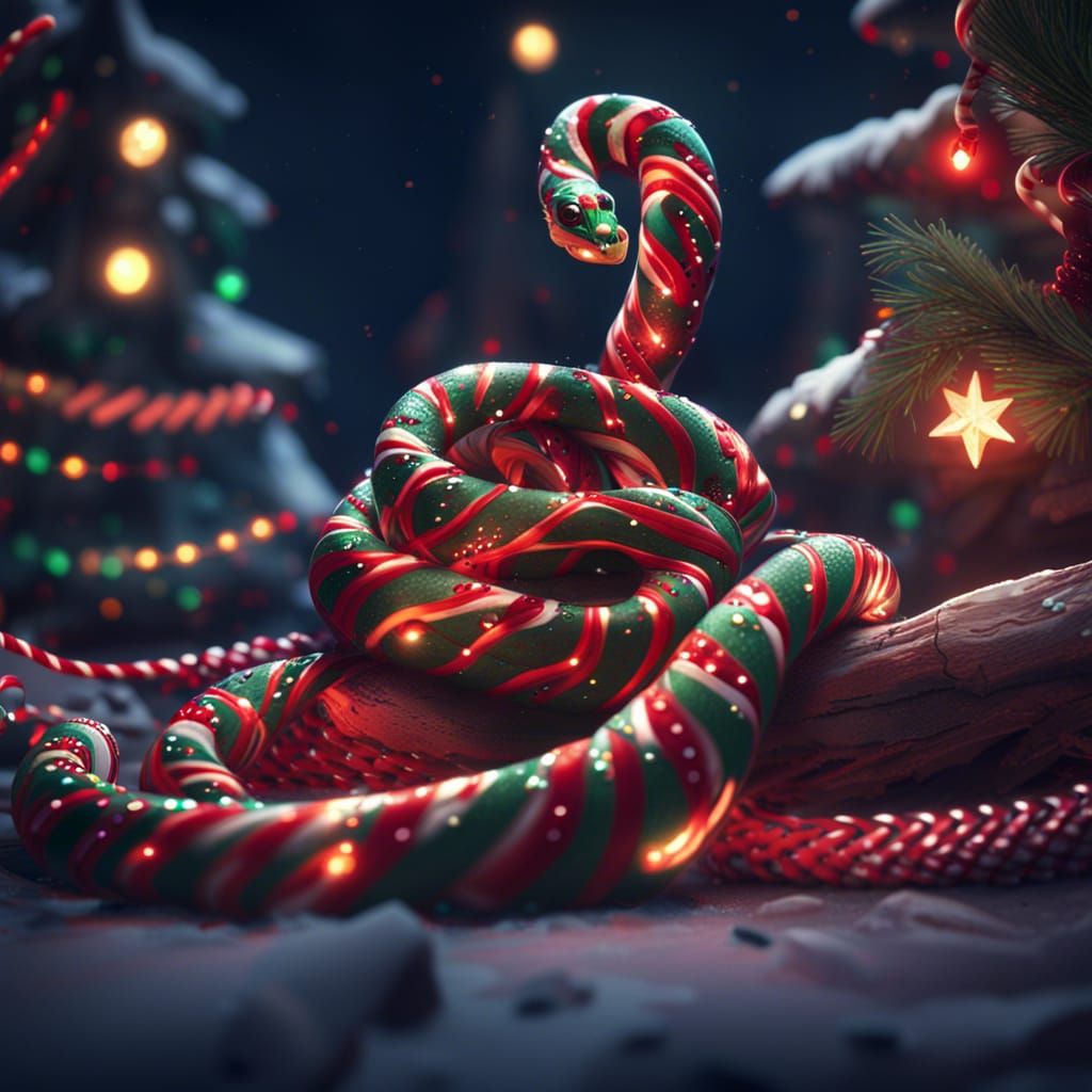 Candy Cane Snakes Celebrate Christmas: Matte Painting