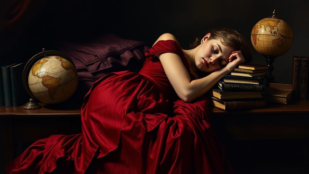 Victorian Woman Sleeping, Chiaroscuro Fine Art