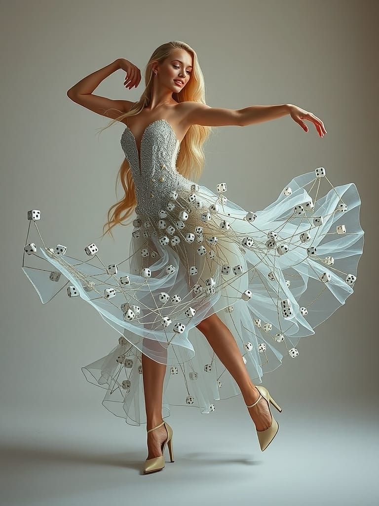 Ethereal Ballerina Goddess in Radiant White Gown with Shimme...