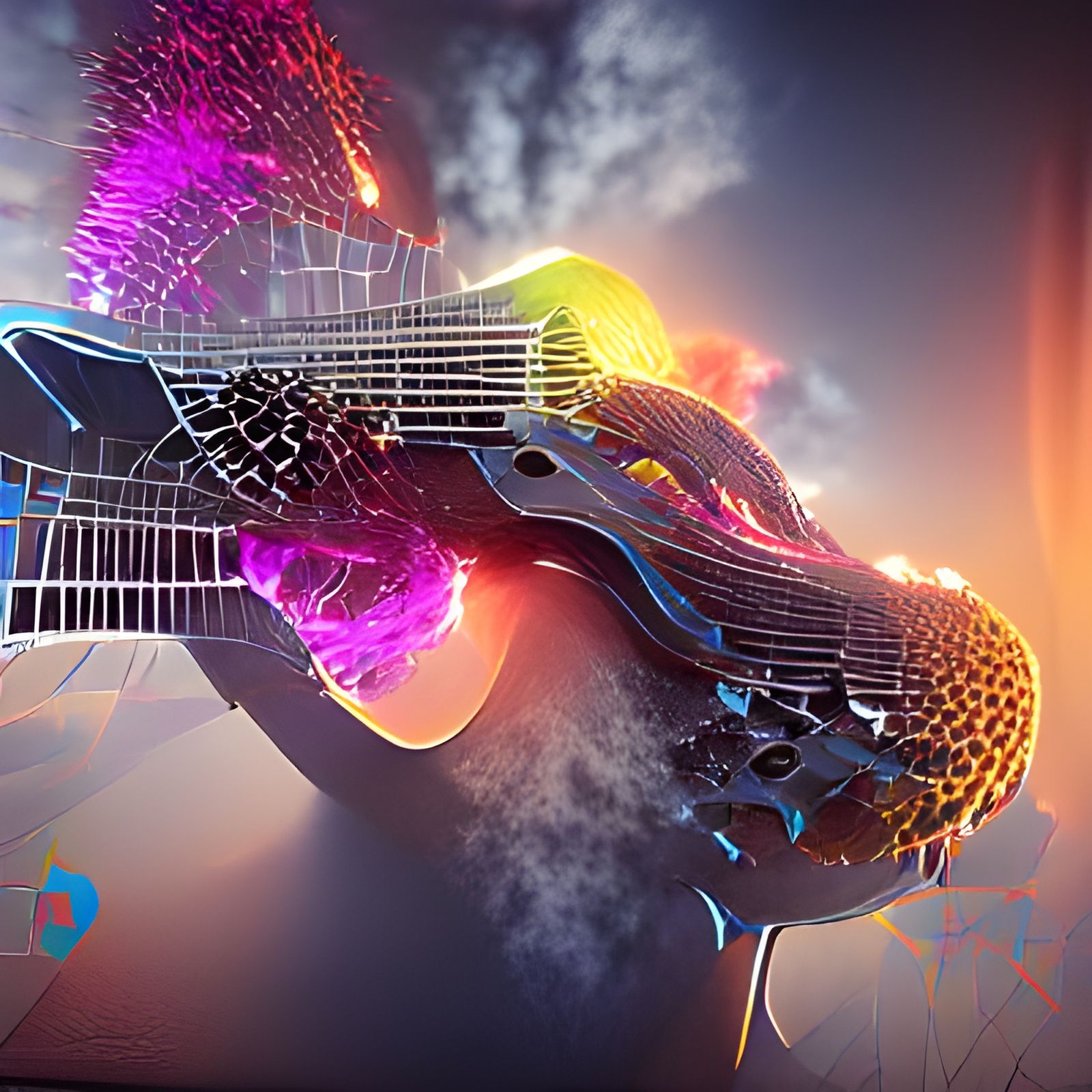 Electric Guitar Solo in Cyberpunk Style