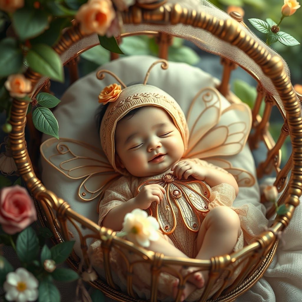 Dreamlike Baby in Whimsical Butterfly Costume