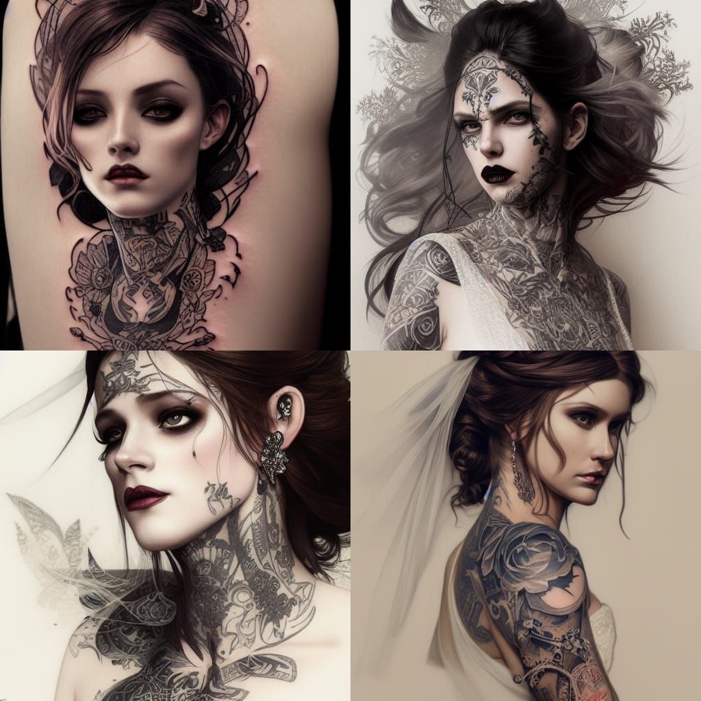 Gothic Bride Portrait in Hyperdetailed Art Style