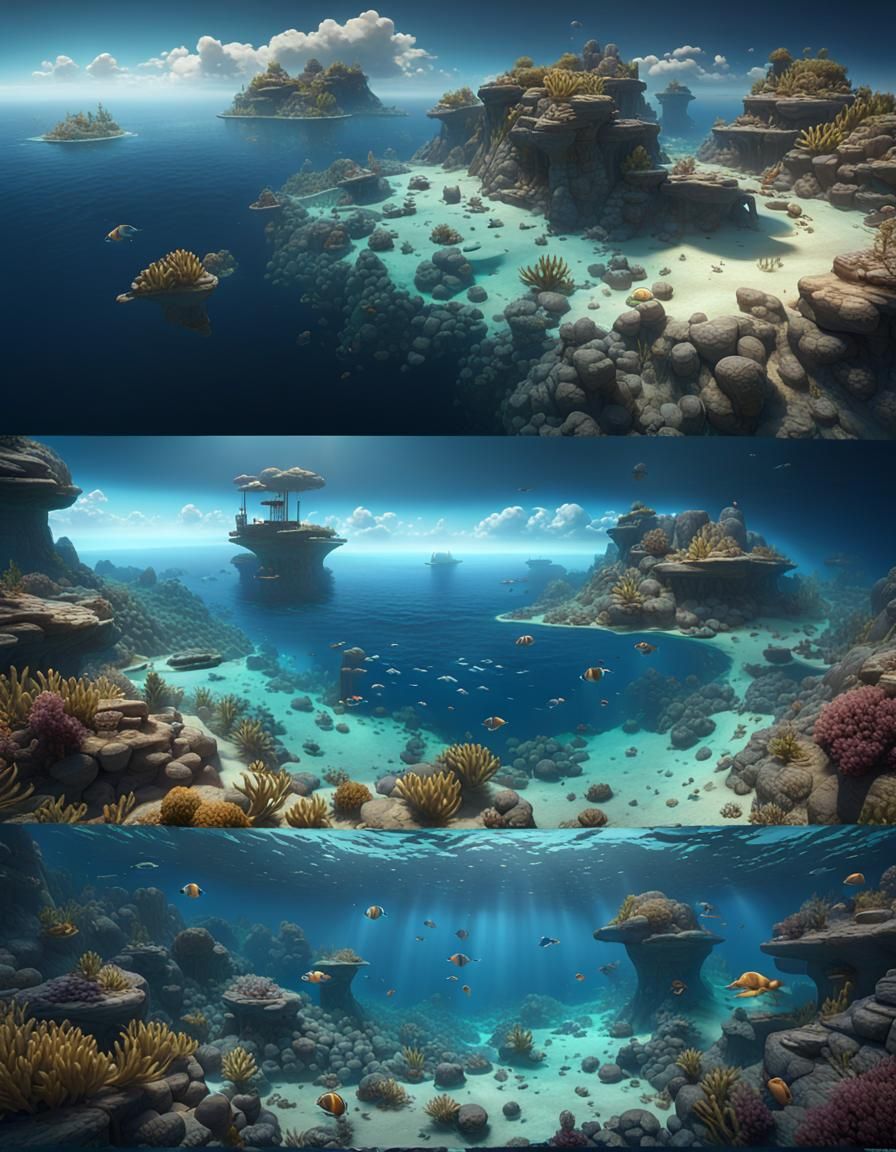 Expansive Coral Reef in 3D Game Cinematic Style
