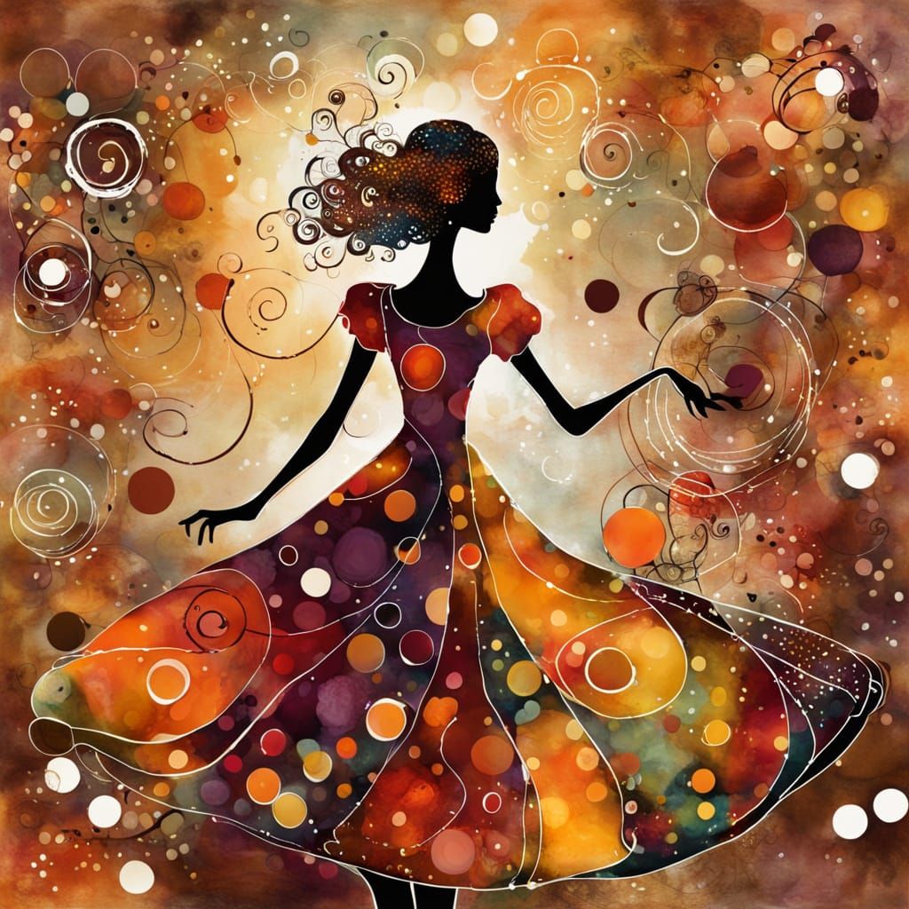 Whimsical Autumn Dance with Quirky Swirls and Dots