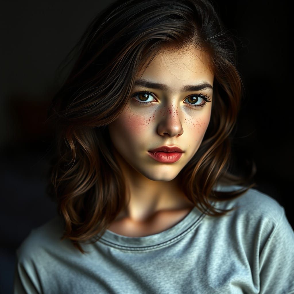 Elegant Teenage Girl in Moody, Cinematic Portrait