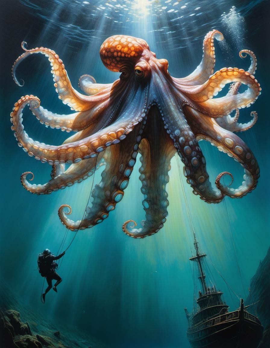 Underwater Octopus Sinking Ship: Maximalist Masterpiece