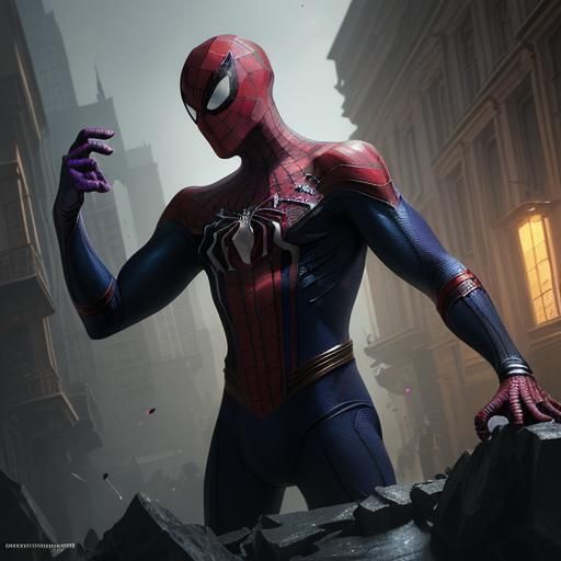 Spiderman in Web: Dark Fantasy Concept Art