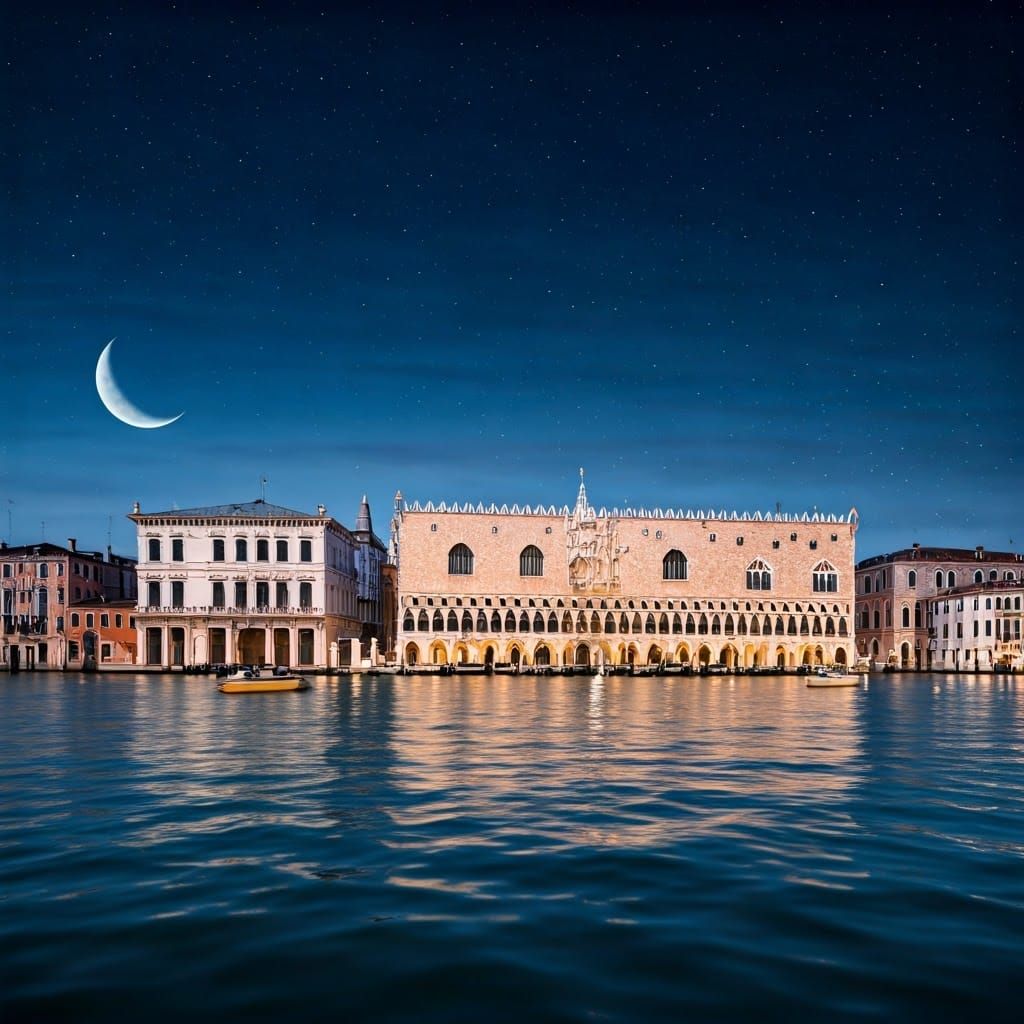 Venice at Night: Moonlit Gothic Palace
