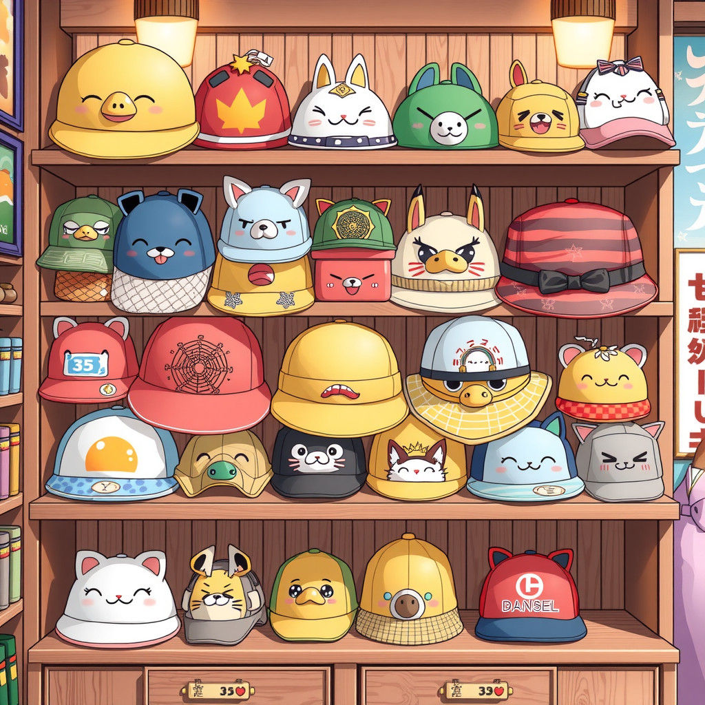 Colorful Hats in Anime Style