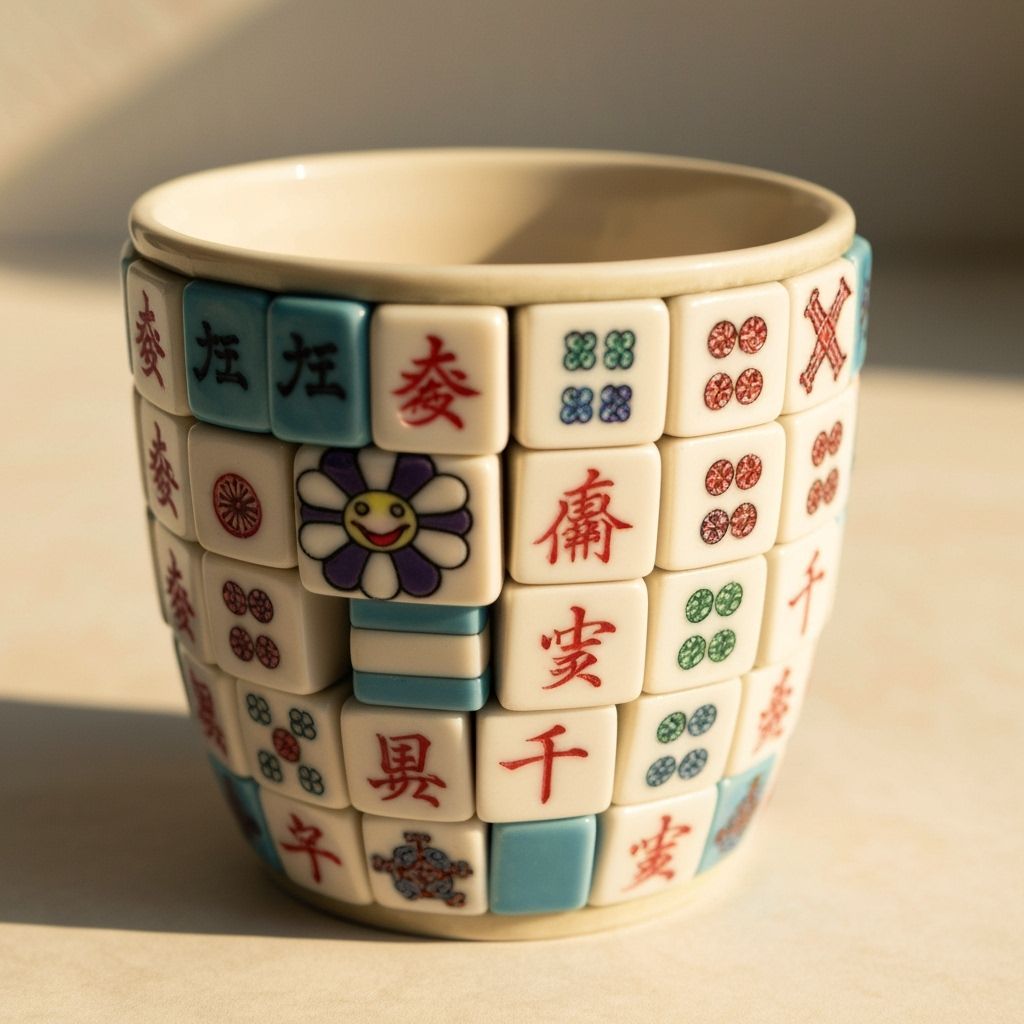 Mahjong Tile Cup in Eclectic Art Style