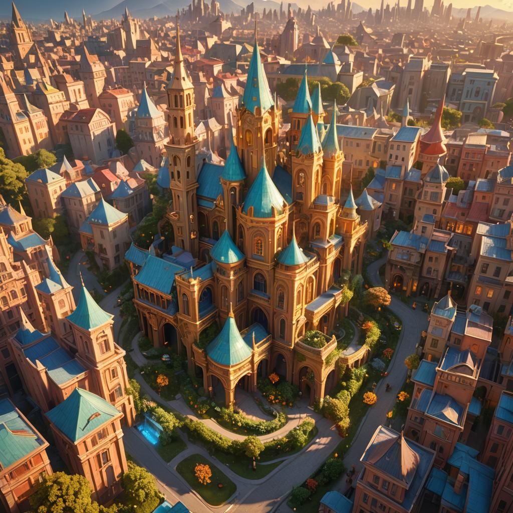 Magical City on Glowing Pista in Fantasy Concept Art