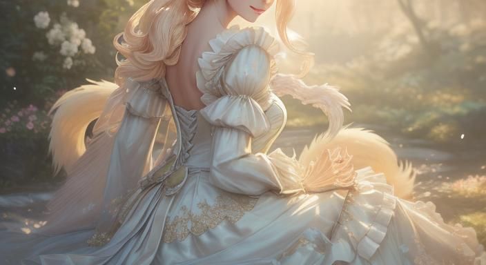 Anime Fox Girl in Wedding Dress: 3D Render